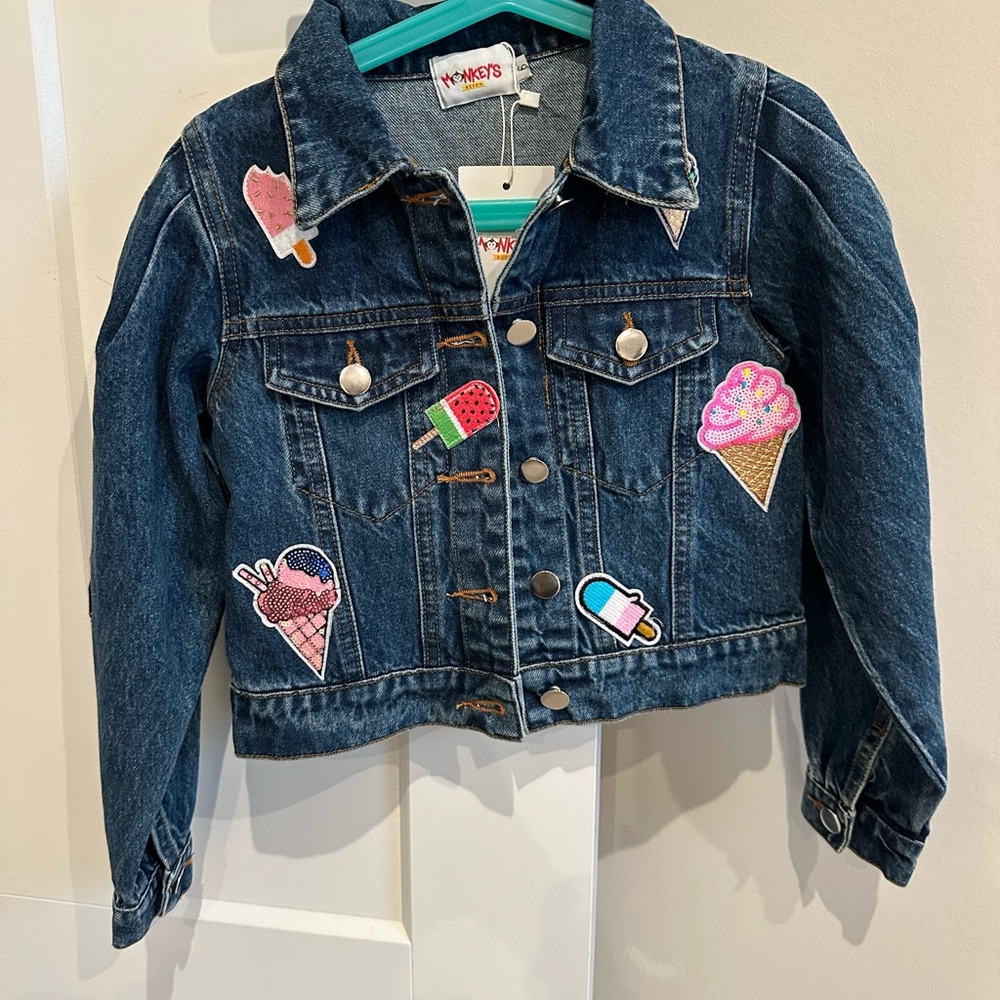 Kids Denim Jacket with Ice Cream Patches
